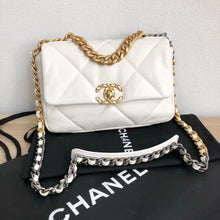 Load image into Gallery viewer, Chanel 19 white lambskin, mixed gold hdw
