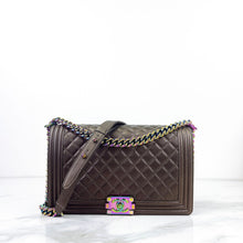 Load image into Gallery viewer, Chanel new medium brown iridescent boy bag, rainbow hdw
