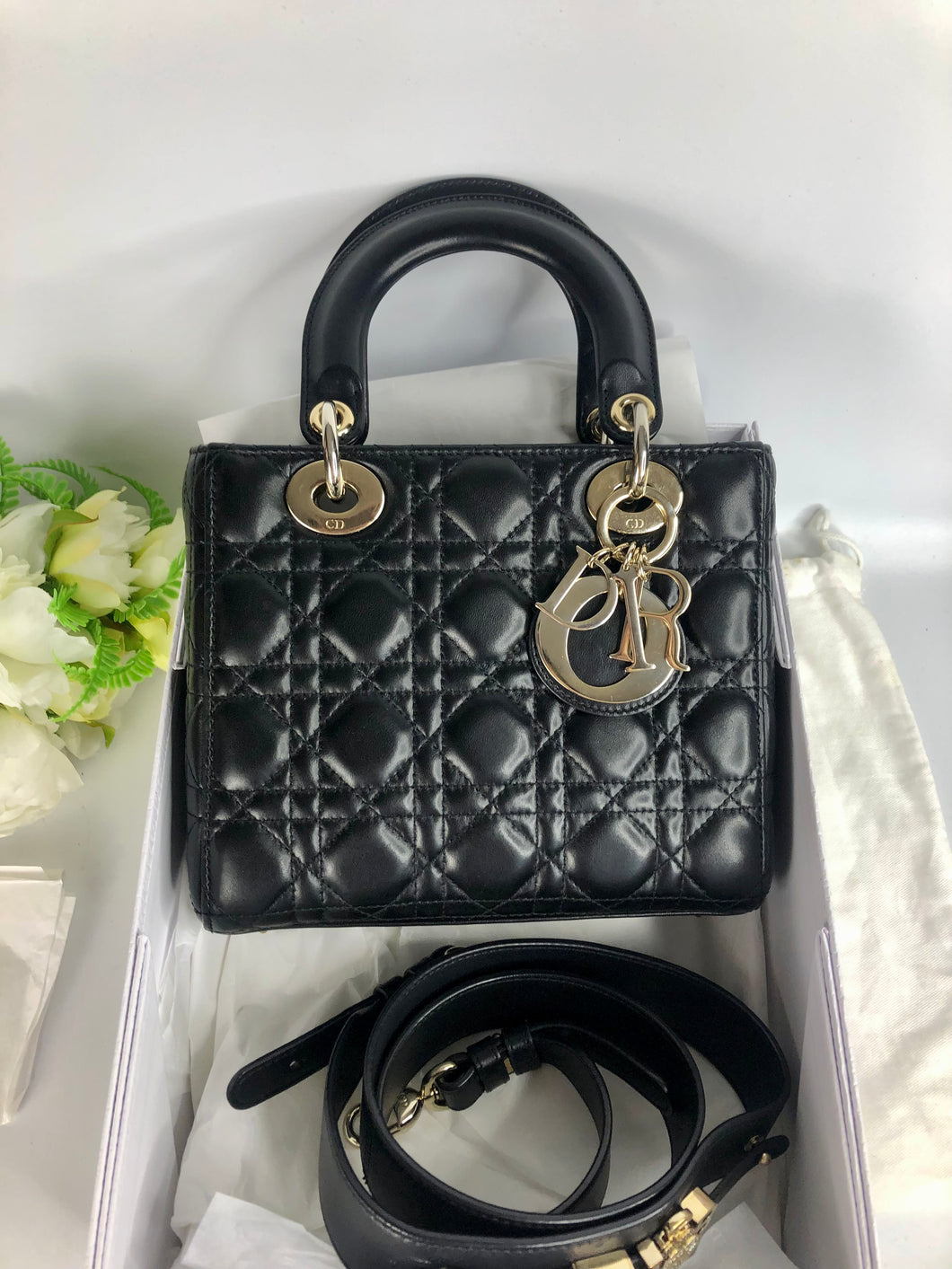 Lady Dior black small myABC Cannage lambskin with gold hdw