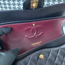 Load image into Gallery viewer, Chanel black caviar medium classic flap, gold hdw, microchip
