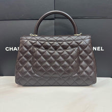 Load image into Gallery viewer, Chanel brown caviar coco handle medium with gold hdw.
