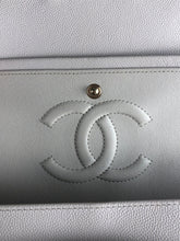 Load image into Gallery viewer, Chanel 18b ivory chevron caviar medium classic with light gold hdw
