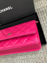 Load image into Gallery viewer, Chanel 22k dark pink caviar woc wallet on chain, full set
