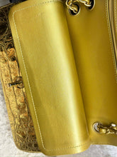 Load image into Gallery viewer, Chanel 19A very rare Egyptian Gold croc embossed calfskin small classic flap, brushed gold hdw
