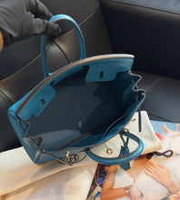 Load image into Gallery viewer, Hermes Birkin 25 blue with silver hdw
