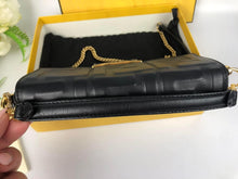 Load image into Gallery viewer, Fendi black mini baguette, gold hdw, with long strap
