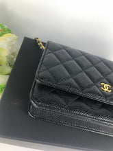 Load image into Gallery viewer, Chanel chip black caviar wallet on chain woc, gold hdw
