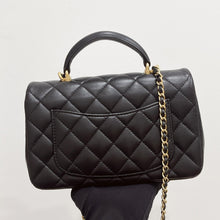 Load image into Gallery viewer, Chanel black mini lambskin, 20cm with top handle and gold hdw

