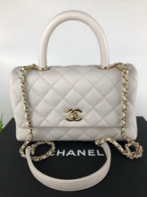 Load image into Gallery viewer, Chanel light grey caviar small coco handle, gold hdw
