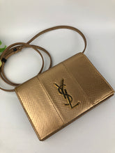 Load image into Gallery viewer, YSL saint Laurent gold/bronze snakeskin woc
