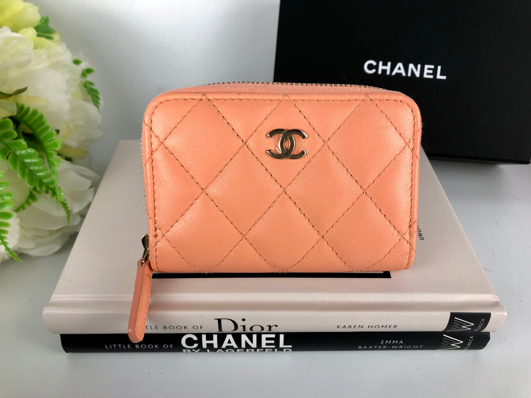 Chanel 2023 peach coin pouch card holder