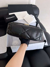 Load image into Gallery viewer, Chanel small black lambskin 19, with mixed gold hdw
