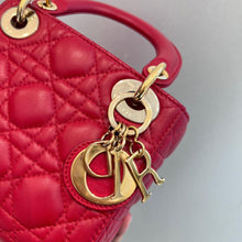 Load image into Gallery viewer, Lady Dior red mini lambskin, gold hdw
