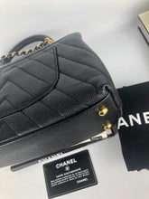 Load image into Gallery viewer, Chanel small black caviar chevron coco handle, light gold hdw
