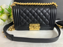 Load image into Gallery viewer, 2022 Chanel Small black caviar boy with aged good hdw
