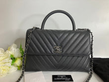 Load image into Gallery viewer, Chanel Large grey caviar coco handle, silver hdw
