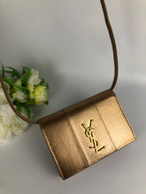 Load image into Gallery viewer, YSL saint Laurent gold/bronze snakeskin woc
