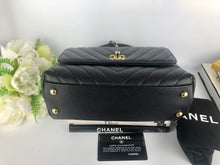 Load image into Gallery viewer, Chanel small black caviar chevron coco handle, light gold hdw
