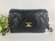 Load image into Gallery viewer, Chanel black woven logo flap from 2021 cruise collection, gold hdw
