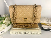 Load image into Gallery viewer, Chanel beige caviar medium classic, gold hdw
