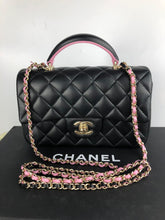 Load image into Gallery viewer, Chanel 23p black pink mini top handle, gold hdw
