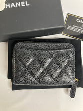 Load image into Gallery viewer, Chanel black caviar 28 series coin purse with gold hdw
