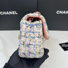 Load image into Gallery viewer, Chanel pink mini tweed, champagne gold hdw
