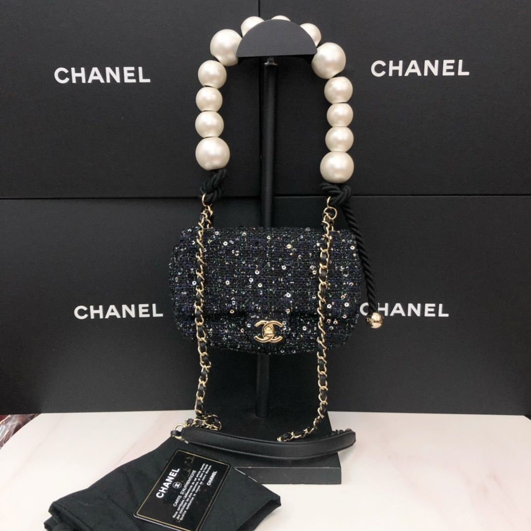 Chanel tweed sequin bag with pearl handle Toronto Lux Market