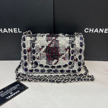 Load image into Gallery viewer, Chanel black white mini tweed, silver hdw
