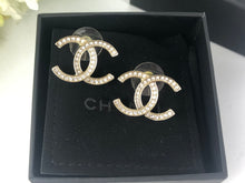 Load image into Gallery viewer, Chanel crystal and gold tone  earrings
