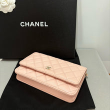 Load image into Gallery viewer, Chanel rose beige woc wallet on chain, caviar leather with gold hdw
