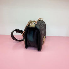 Load image into Gallery viewer, Chanel small black boy bag, caviar chevron, with gold hdw
