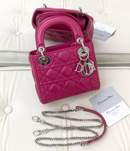 Load image into Gallery viewer, Lady Dior pink mini lambskin leather with silver hdw
