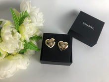 Load image into Gallery viewer, Chanel gold large heart turnlock earrings 22B
