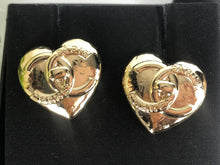 Load image into Gallery viewer, Chanel gold large heart turnlock earrings 22B
