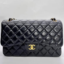 Load image into Gallery viewer, Chanel black jumbo lambskin with gold hdw
