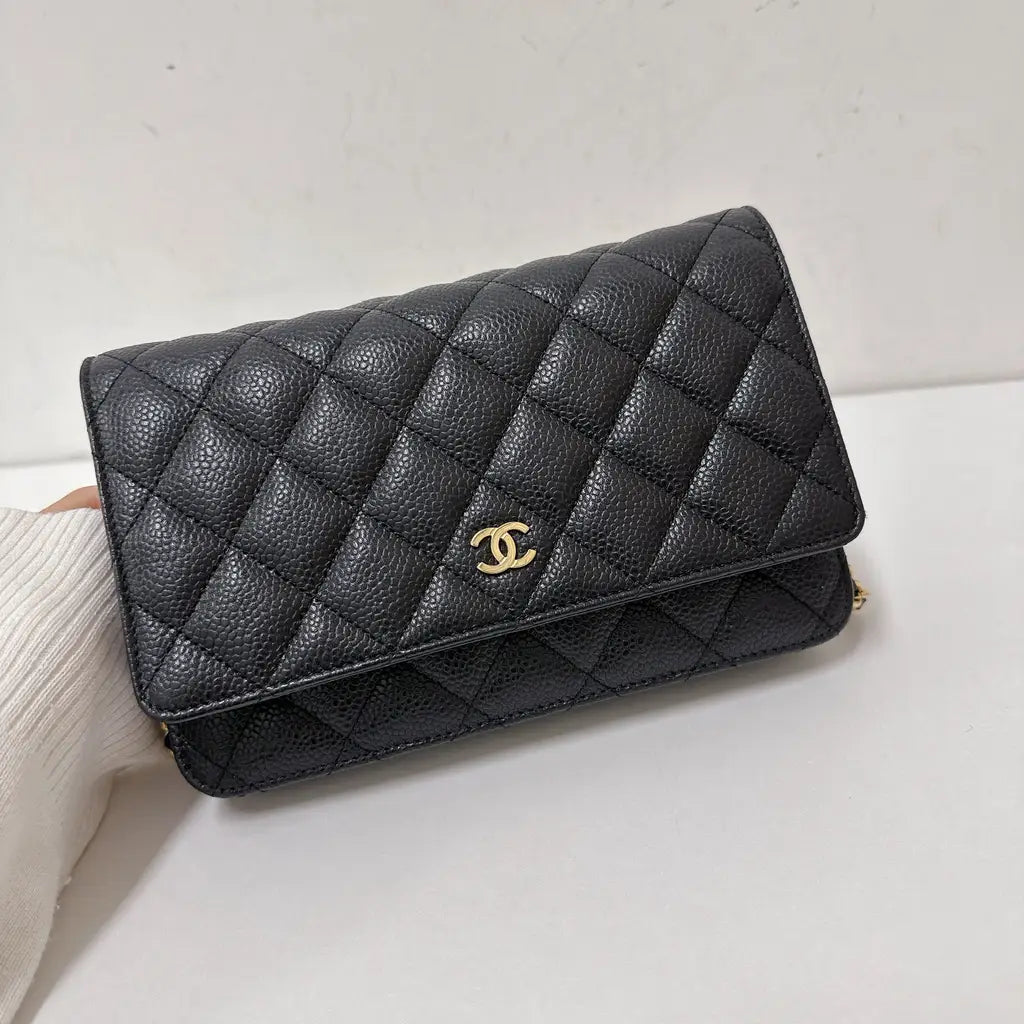 Chanel 29 series black caviar woc, gold hdw