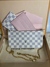 Load image into Gallery viewer, Louis Vuitton pochette felicie, Damier Azur / Rose Ballerine with gold hdw.
