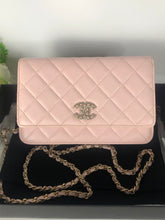 Load image into Gallery viewer, Chanel light pink caviar crystal cc woc, light gold hdw
