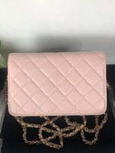 Load image into Gallery viewer, Chanel light pink caviar crystal cc woc, light gold hdw
