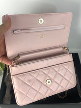 Load image into Gallery viewer, Chanel light pink caviar crystal cc woc, light gold hdw
