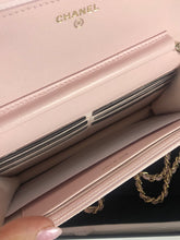 Load image into Gallery viewer, Chanel light pink caviar crystal cc woc, light gold hdw
