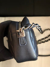 Load image into Gallery viewer, Chanel smokey blue chevron calfskin camera bag with tassel, silver hdw
