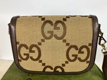 Load image into Gallery viewer, Gucci Jumbo GG Canvas Brown Leather Trim Horsebit 1955 Small Bag
