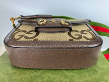 Load image into Gallery viewer, Gucci Jumbo GG Canvas Brown Leather Trim Horsebit 1955 Small Bag
