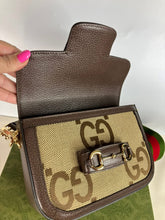Load image into Gallery viewer, Gucci Jumbo GG Canvas Brown Leather Trim Horsebit 1955 Small Bag
