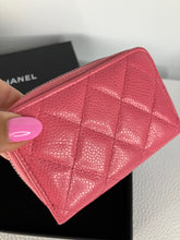 Load image into Gallery viewer, Chanel coral pink caviar coin purse, card holder. Light gold hdw
