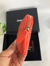 Load image into Gallery viewer, Chanel orange/pink 23s lambskin card holder/coin purse, silver hdw
