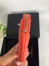 Load image into Gallery viewer, Chanel orange/pink 23s lambskin card holder/coin purse, silver hdw
