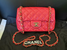 Load image into Gallery viewer, Chanel red/pink mini lambskin, gold hdw
